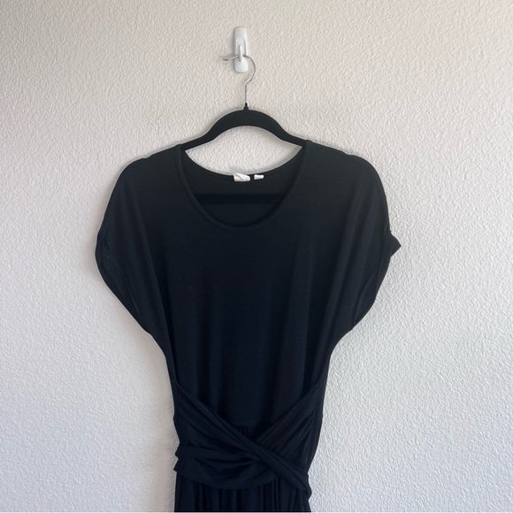 Gap Women’s Short Sleeve Wrap Dress True Black - Picture 3 of 9
